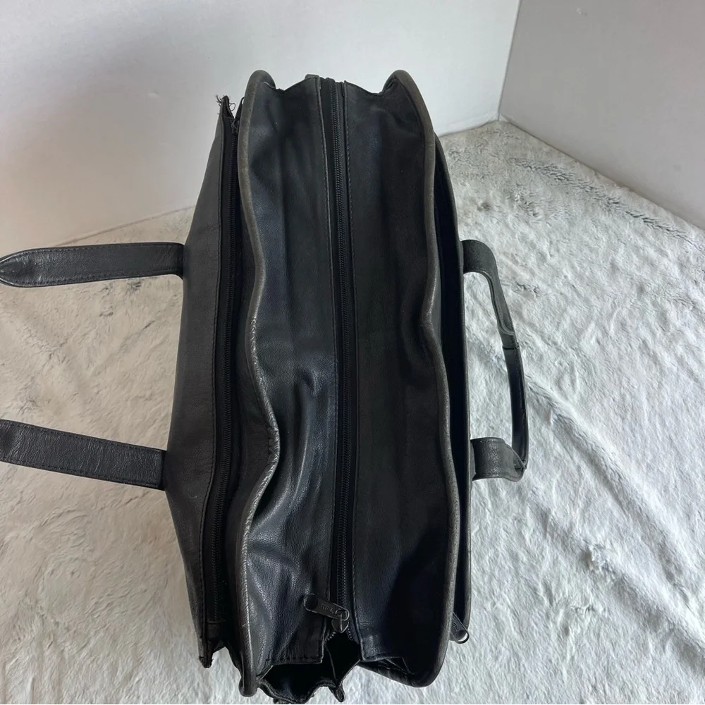 Heritage Expandable Portfolio Computer Black Cowhide Leather Bag #12215B